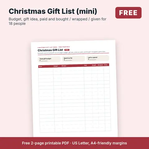 Cover image for Christmas Gift List (mini)