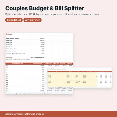 Cover image for Couples Budget & Shared Expense Splitter