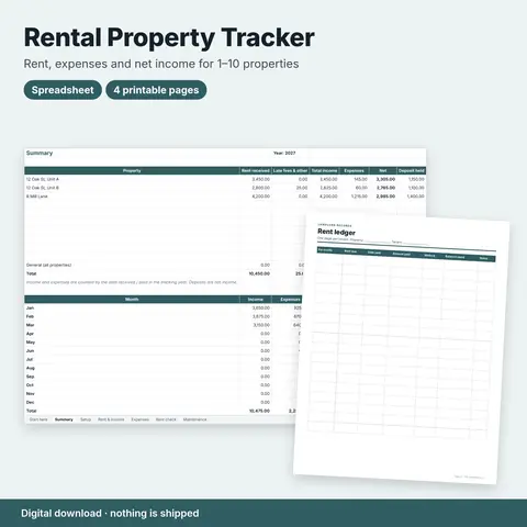 Cover image for Rental Property Income & Expense Tracker for Small Landlords