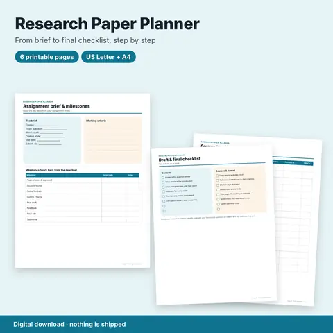 Cover image for Research Paper & Essay Planner (Printable)